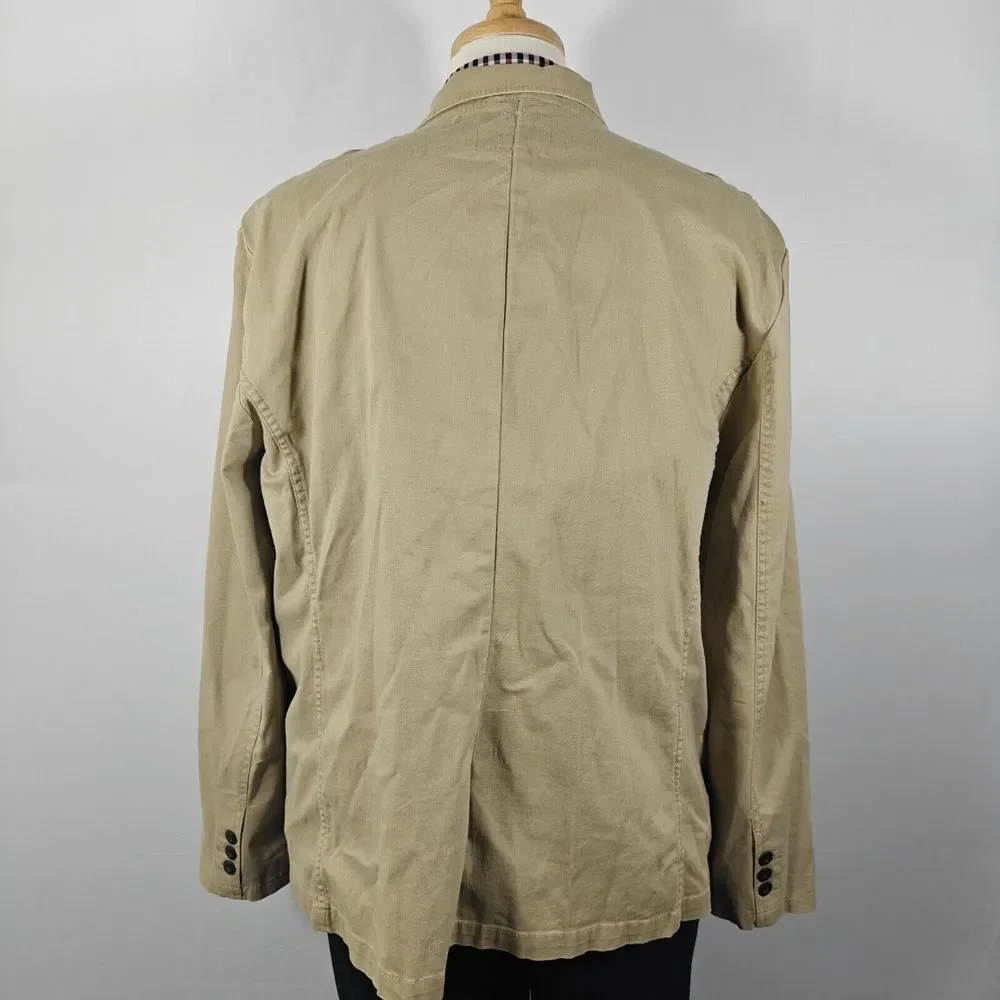 St John's Bay Men's Sport Coat Jacket Three Button‎ Khaki Cotton Spandex XL
